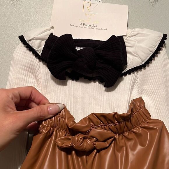 Rachel Zoe RZ Baby Bodysuit Short Tight Headband Set 4-Piece Size 3-6 Months NWT - Picture 2 of 9